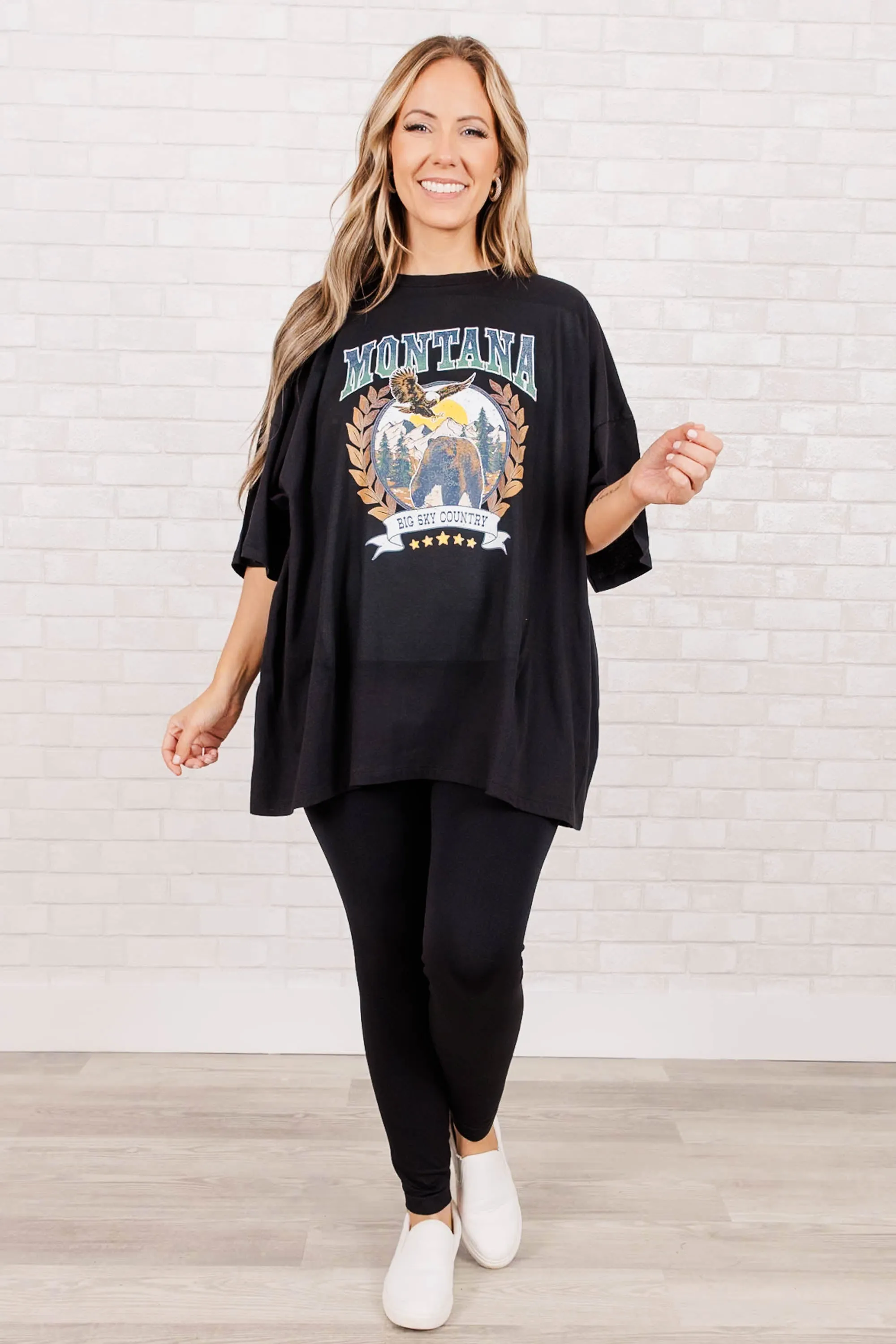 Montana Skies Boyfriend Tee, Black