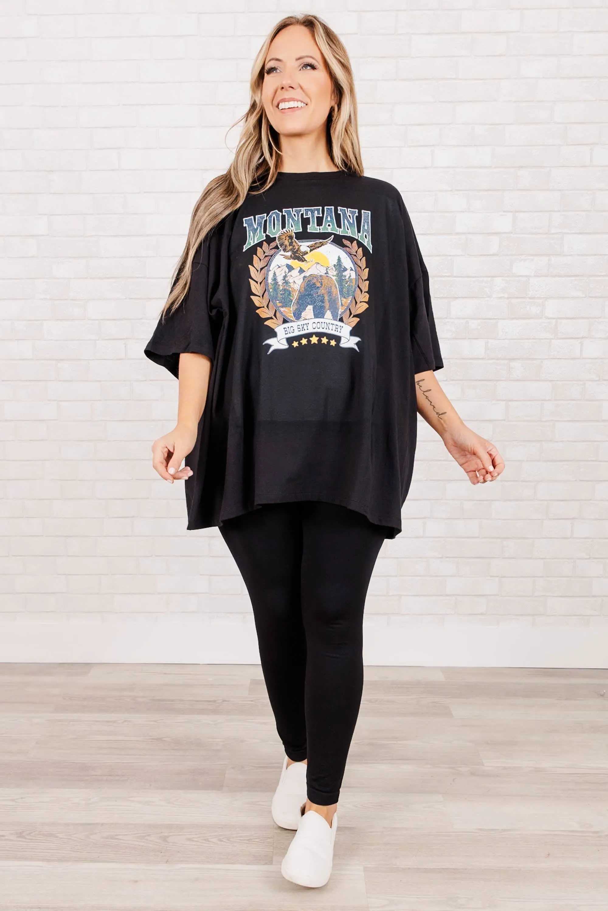 Montana Skies Boyfriend Tee, Black