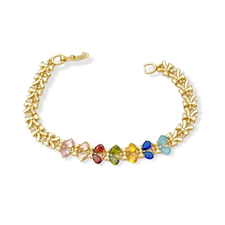 Multicolor cz butterflies bracelet 18k of gold plated