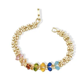 Multicolor cz butterflies bracelet 18k of gold plated