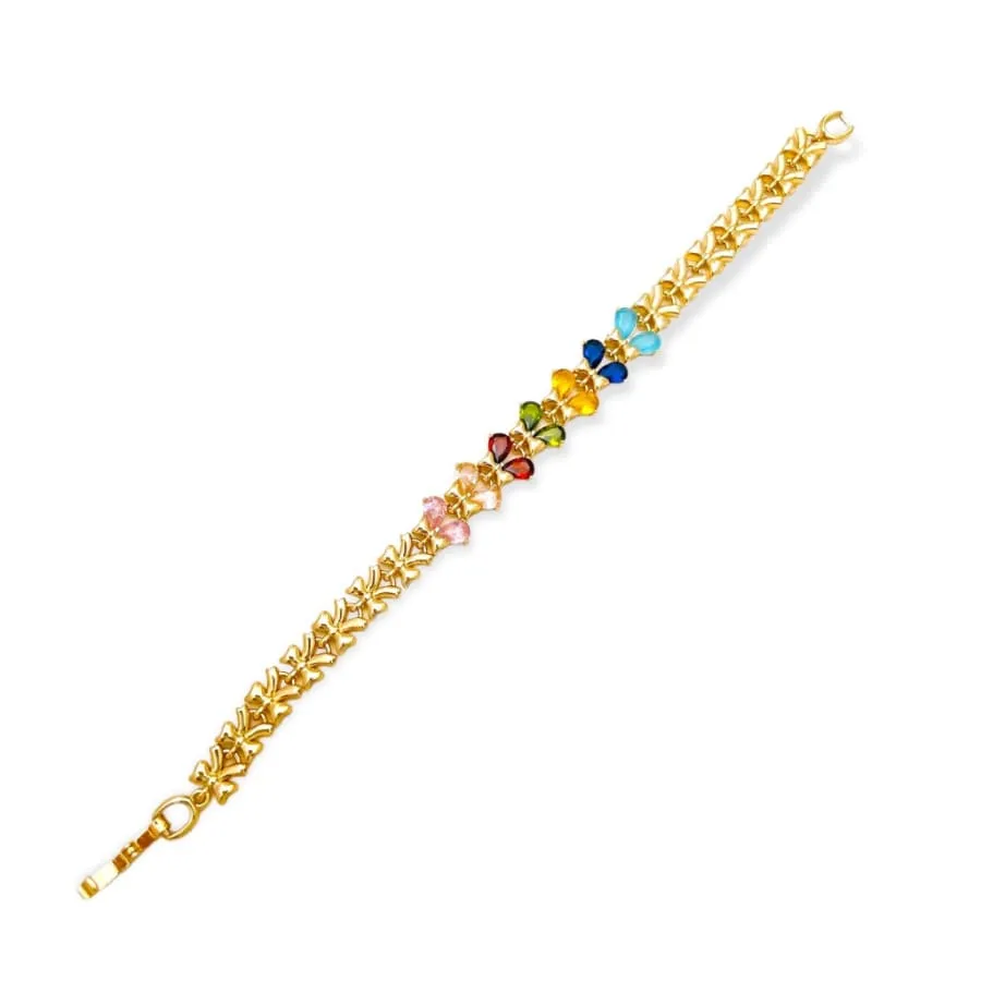 Multicolor cz butterflies bracelet 18k of gold plated