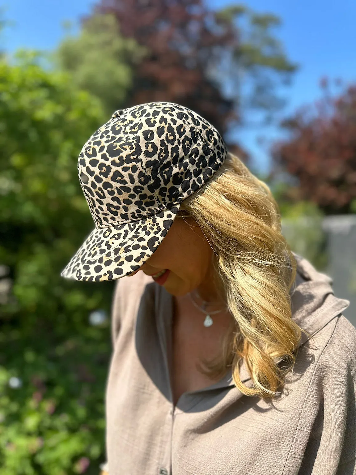 Natural Leopard Print Cap