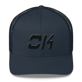 Oklahoma - Mesh Back Trucker Cap - Black Embroidery - OK - Many Hat Color Options Available