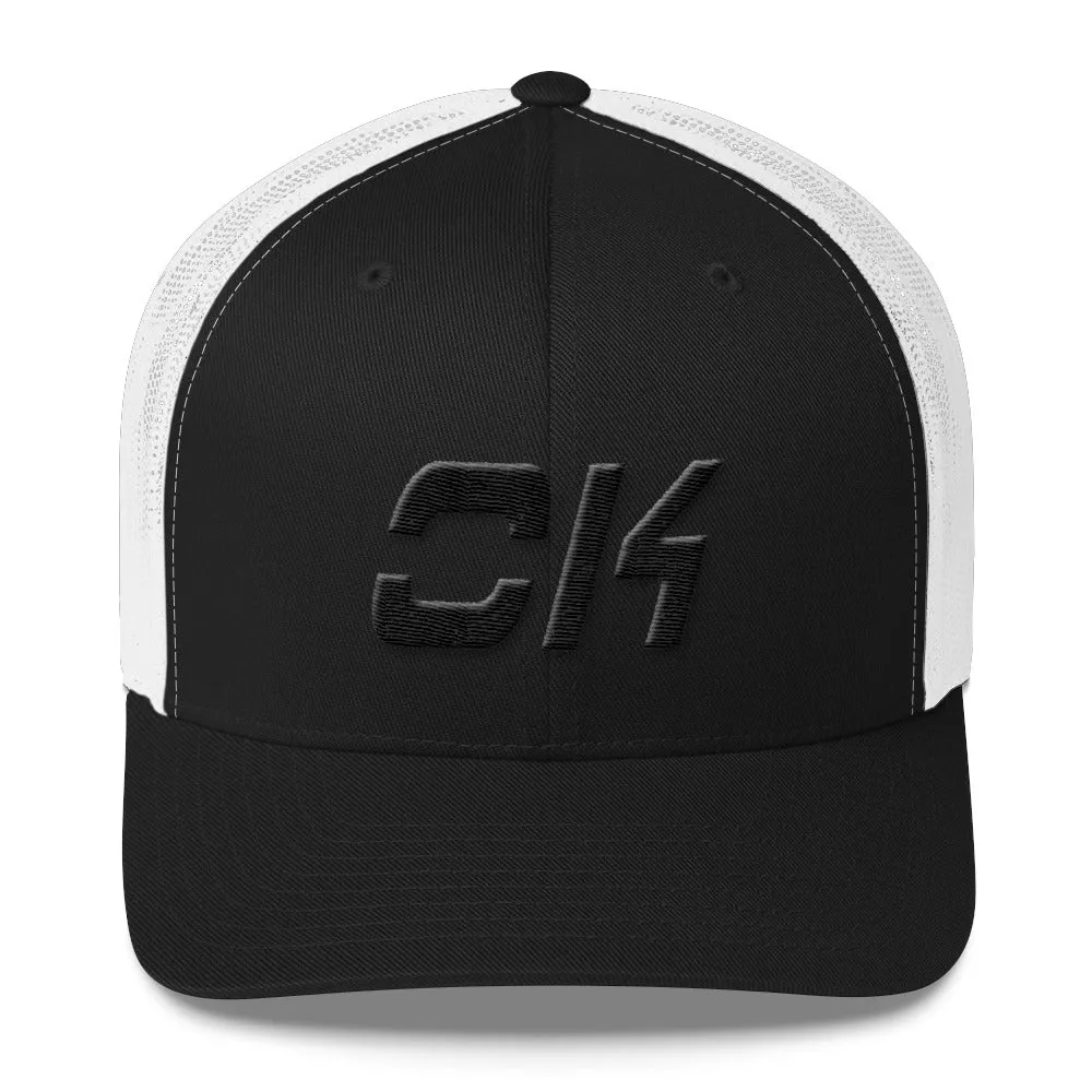 Oklahoma - Mesh Back Trucker Cap - Black Embroidery - OK - Many Hat Color Options Available