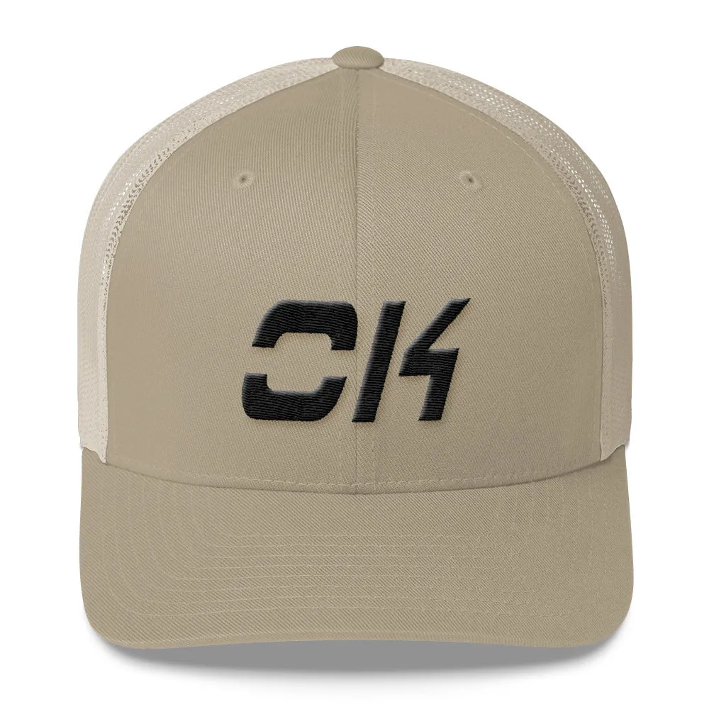 Oklahoma - Mesh Back Trucker Cap - Black Embroidery - OK - Many Hat Color Options Available