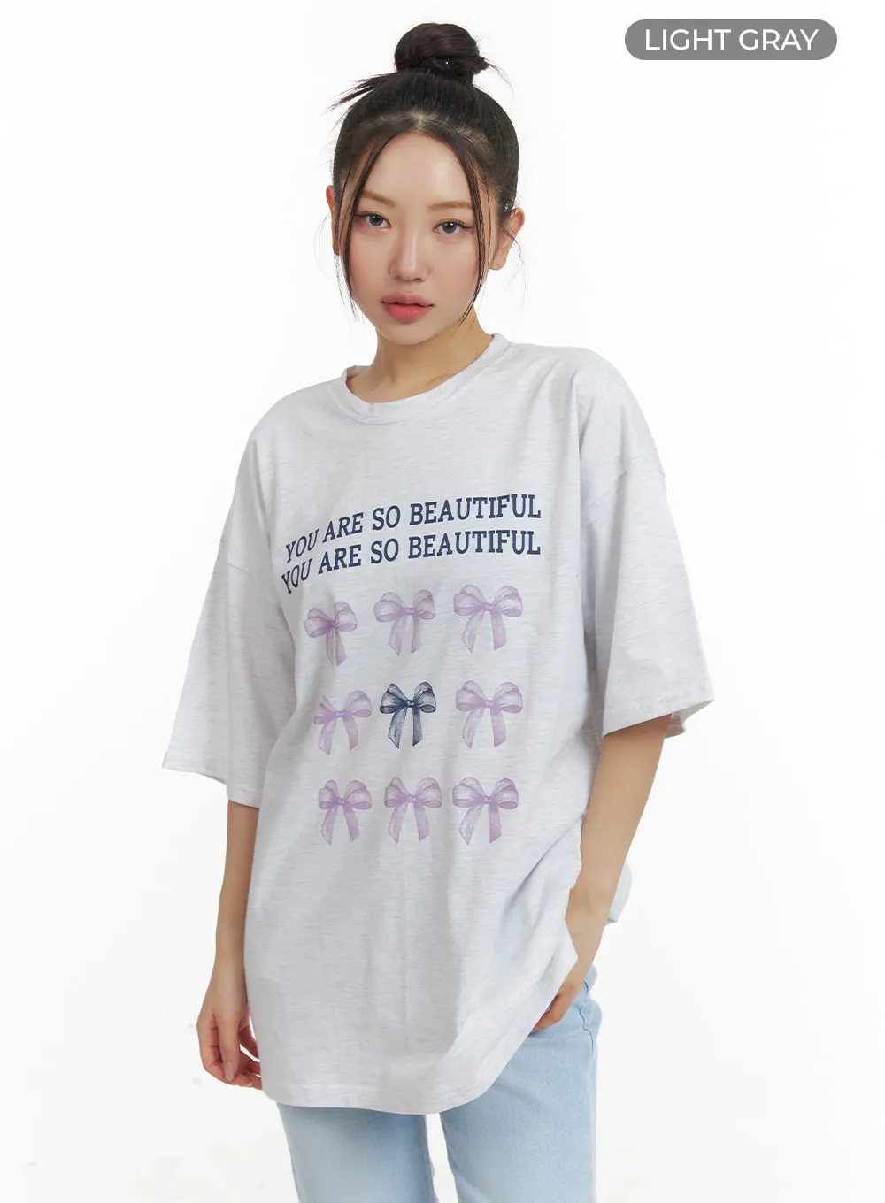 Oversized Ribbon Graphic Tee OM429