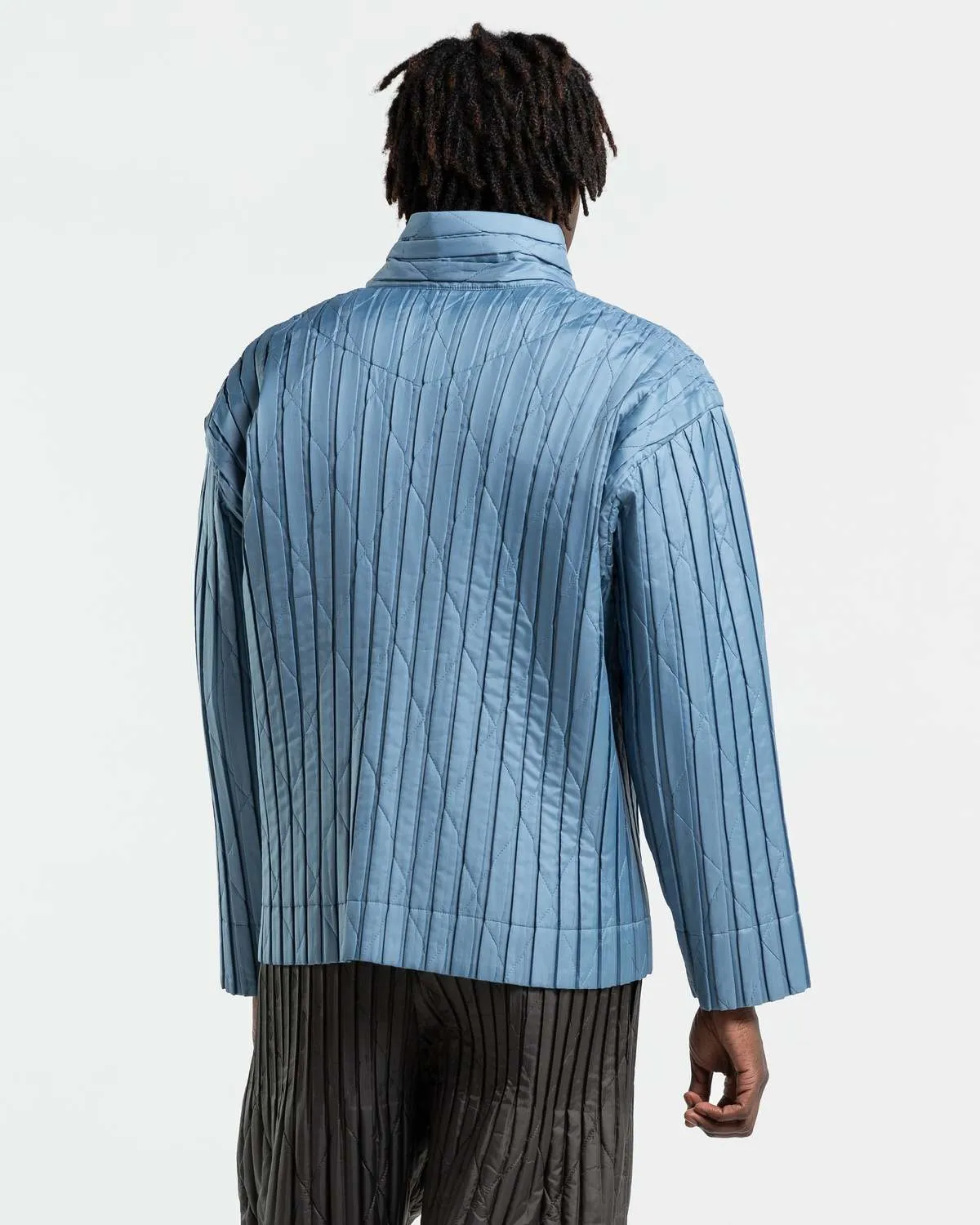 Padded Pleated Coat - Blue