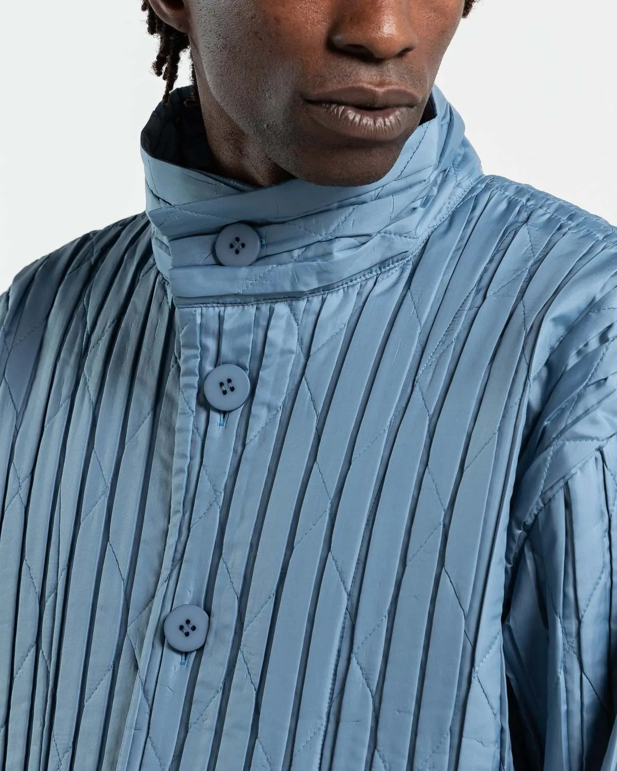 Padded Pleated Coat - Blue