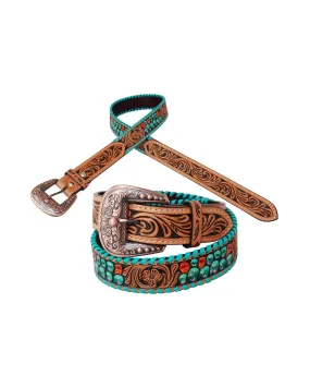 Painted Cactus Tooled Belt