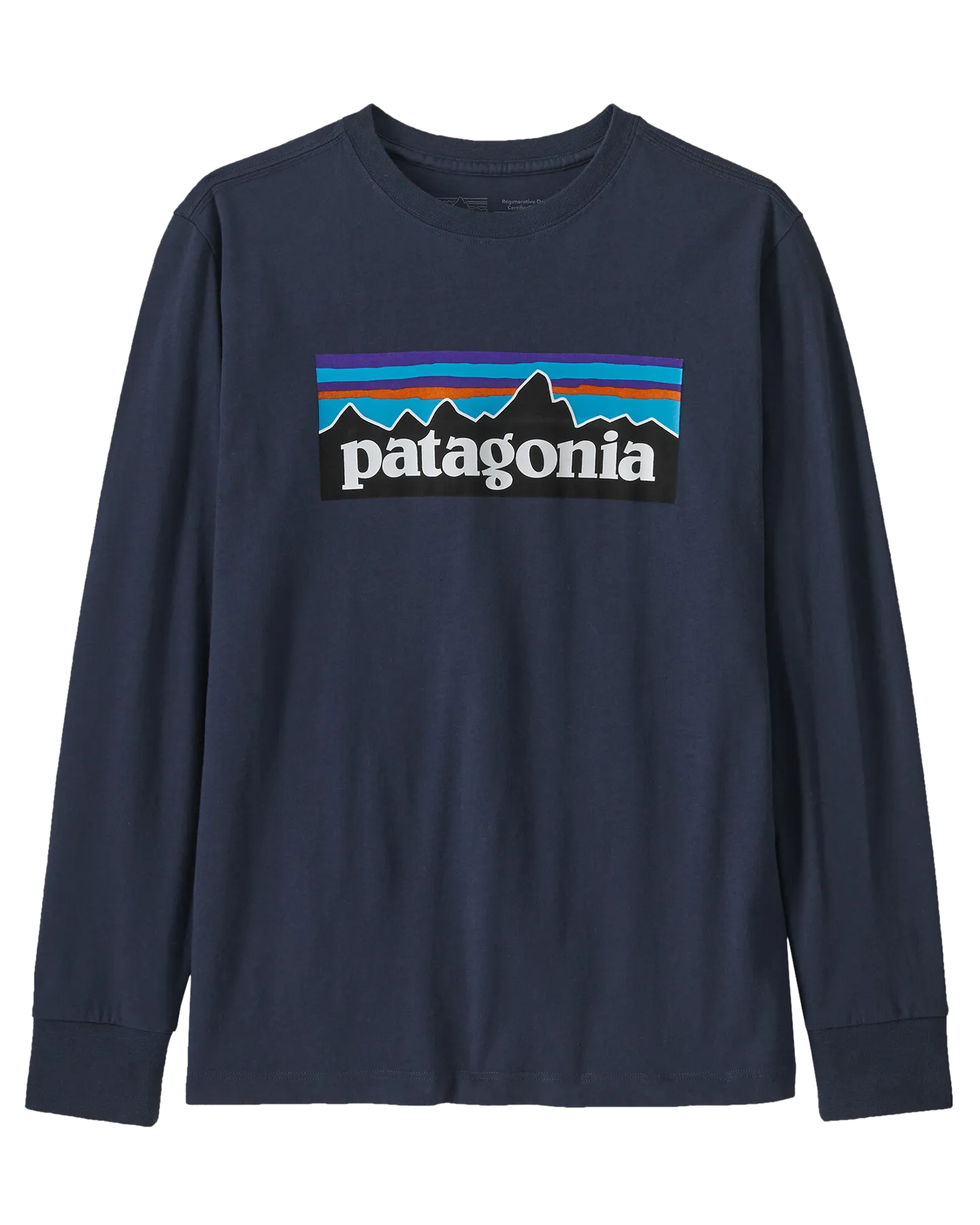 Patagonia Kids' Long Sleeve Regenerative Organic Certified Cotton P-6 T-Shirt - New Navy