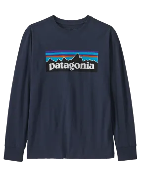 Patagonia Kids' Long Sleeve Regenerative Organic Certified Cotton P-6 T-Shirt - New Navy