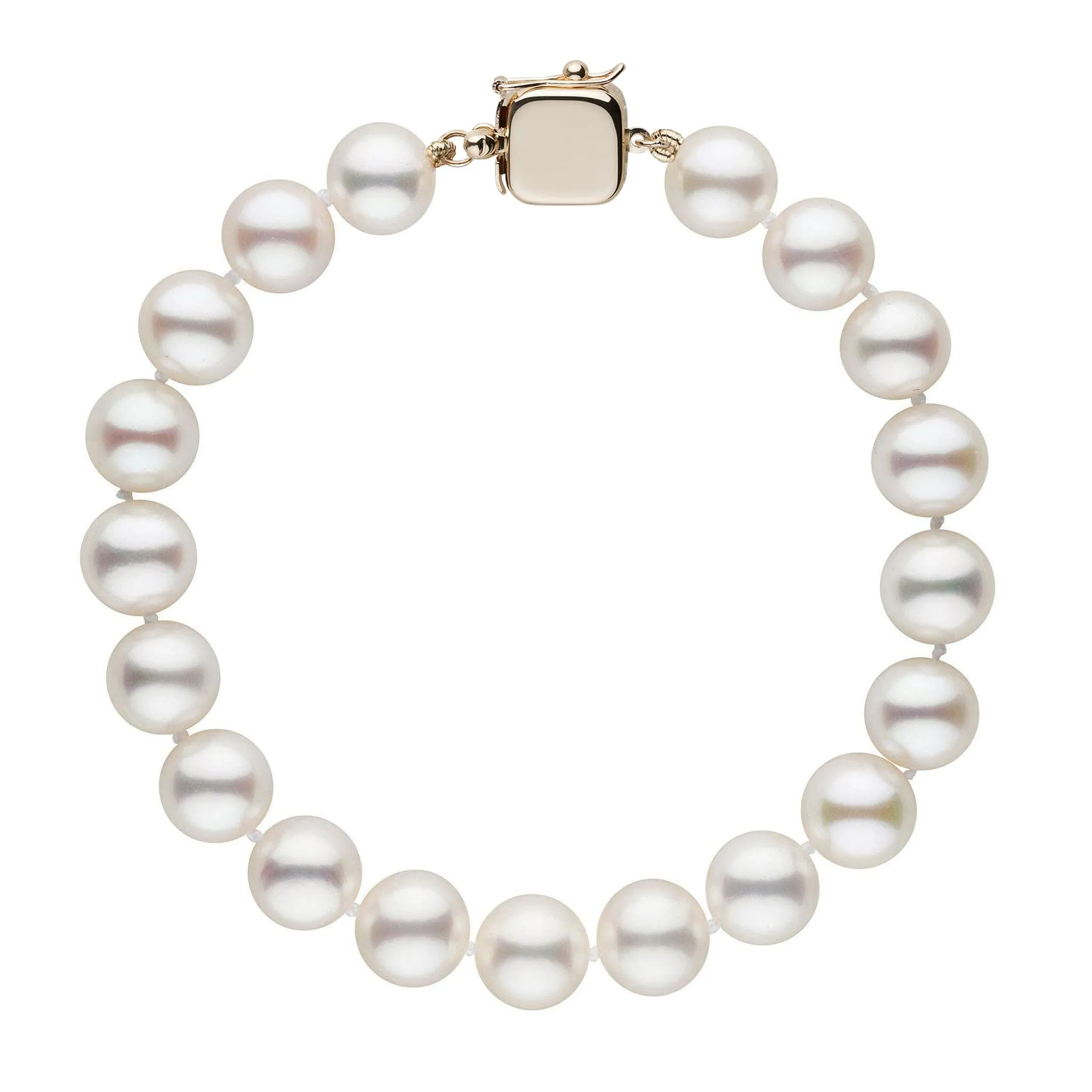 Personalized 8.5-9.0 mm AAA White Freshwater Pearl Square Clasp Bracelet