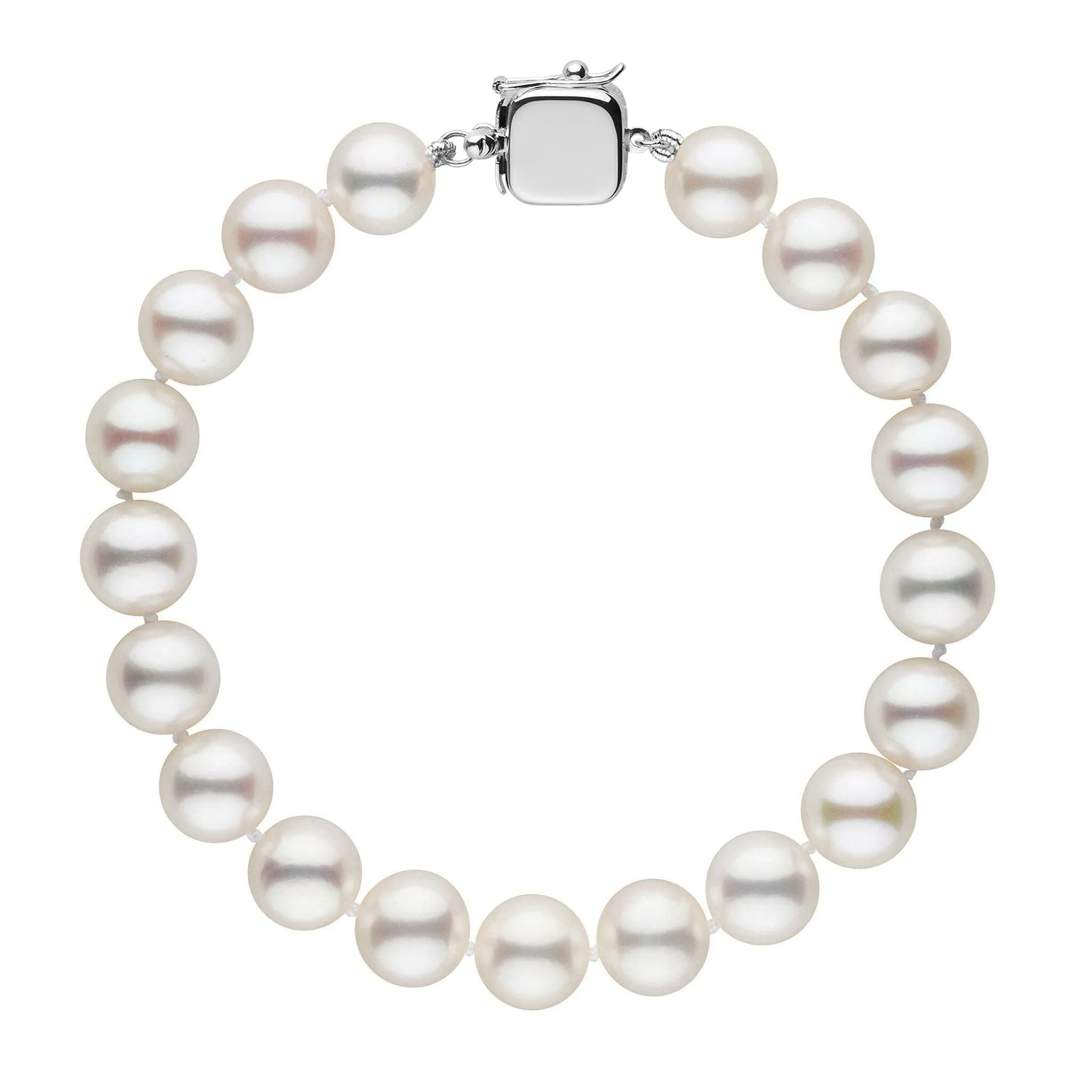 Personalized 8.5-9.0 mm AAA White Freshwater Pearl Square Clasp Bracelet