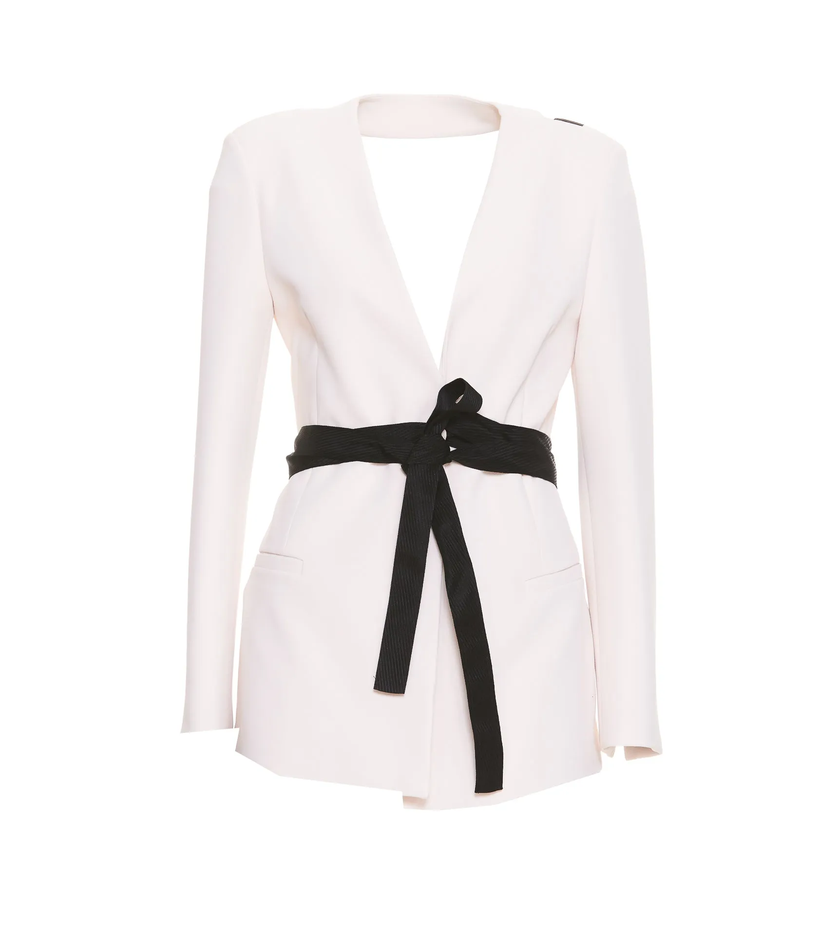 Pinko Cady Ribbon Detailed Tie Waist Blazer