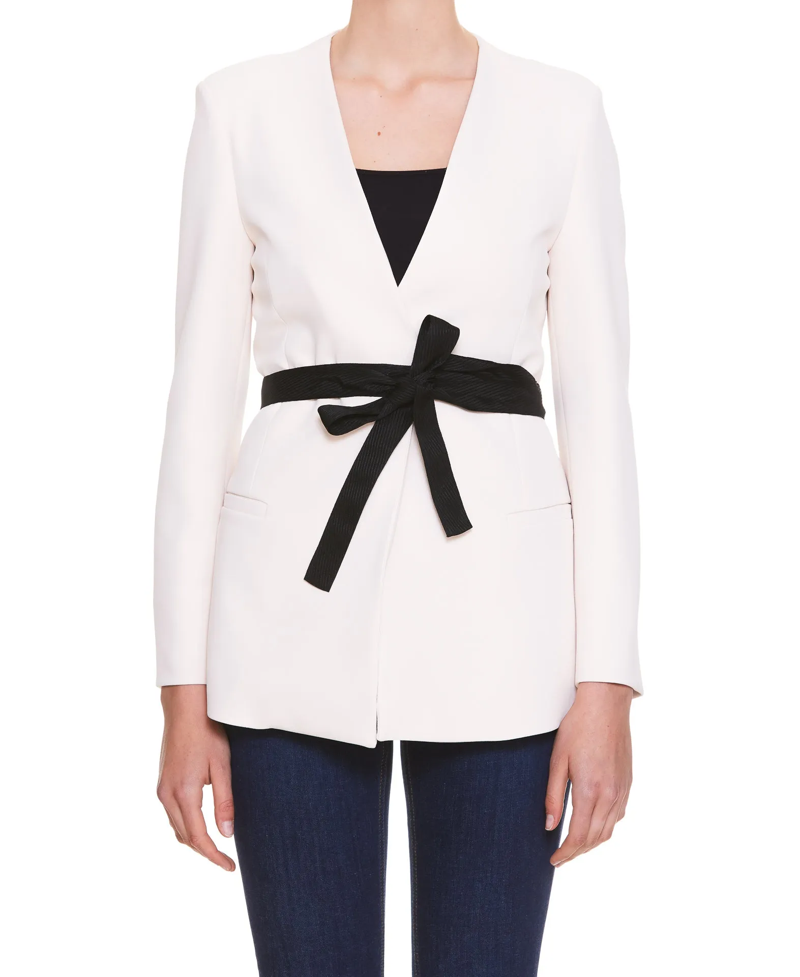 Pinko Cady Ribbon Detailed Tie Waist Blazer