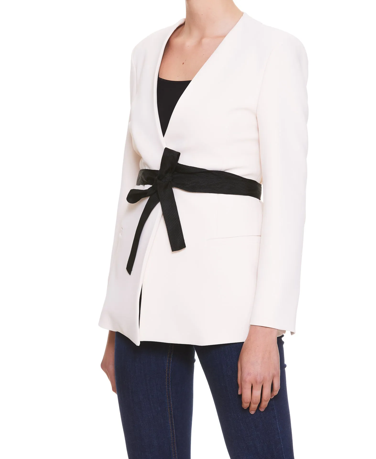 Pinko Cady Ribbon Detailed Tie Waist Blazer