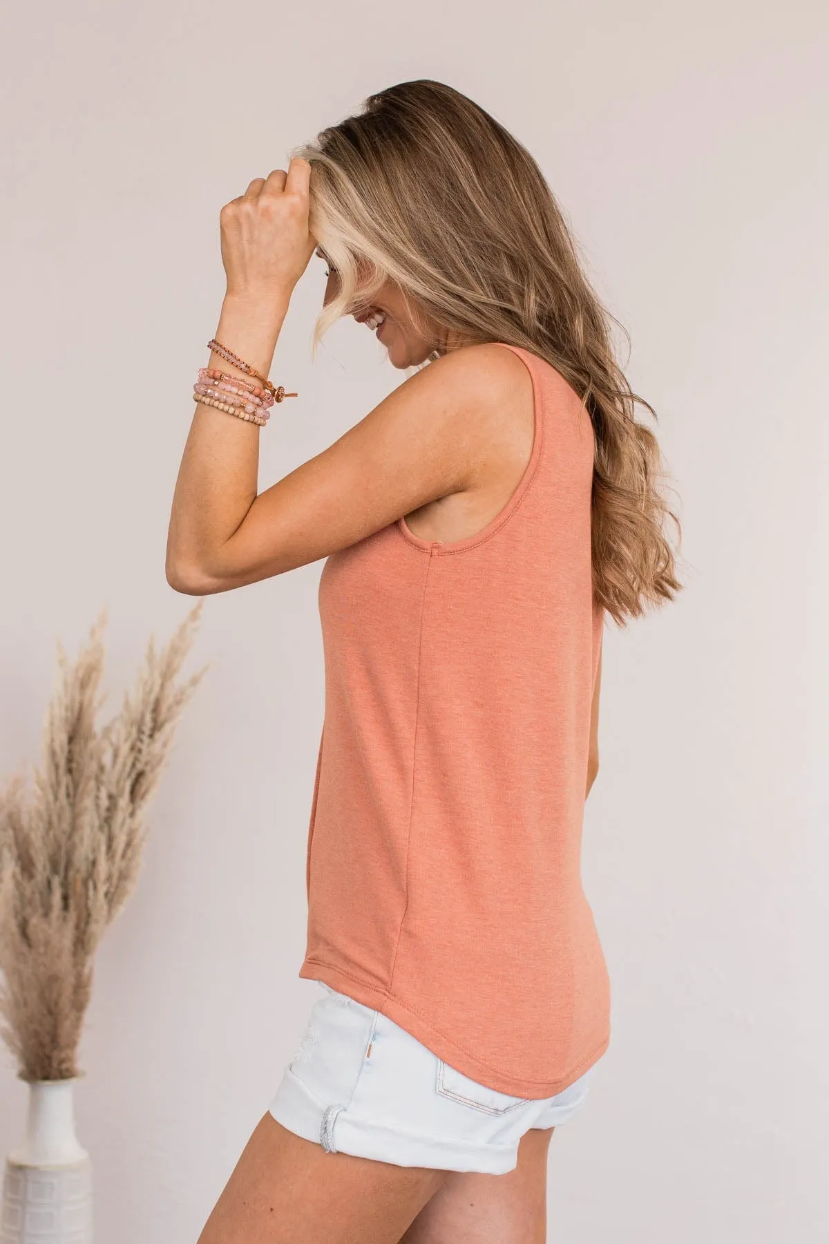 Proclaim My Love Button Tank- Dusty Coral