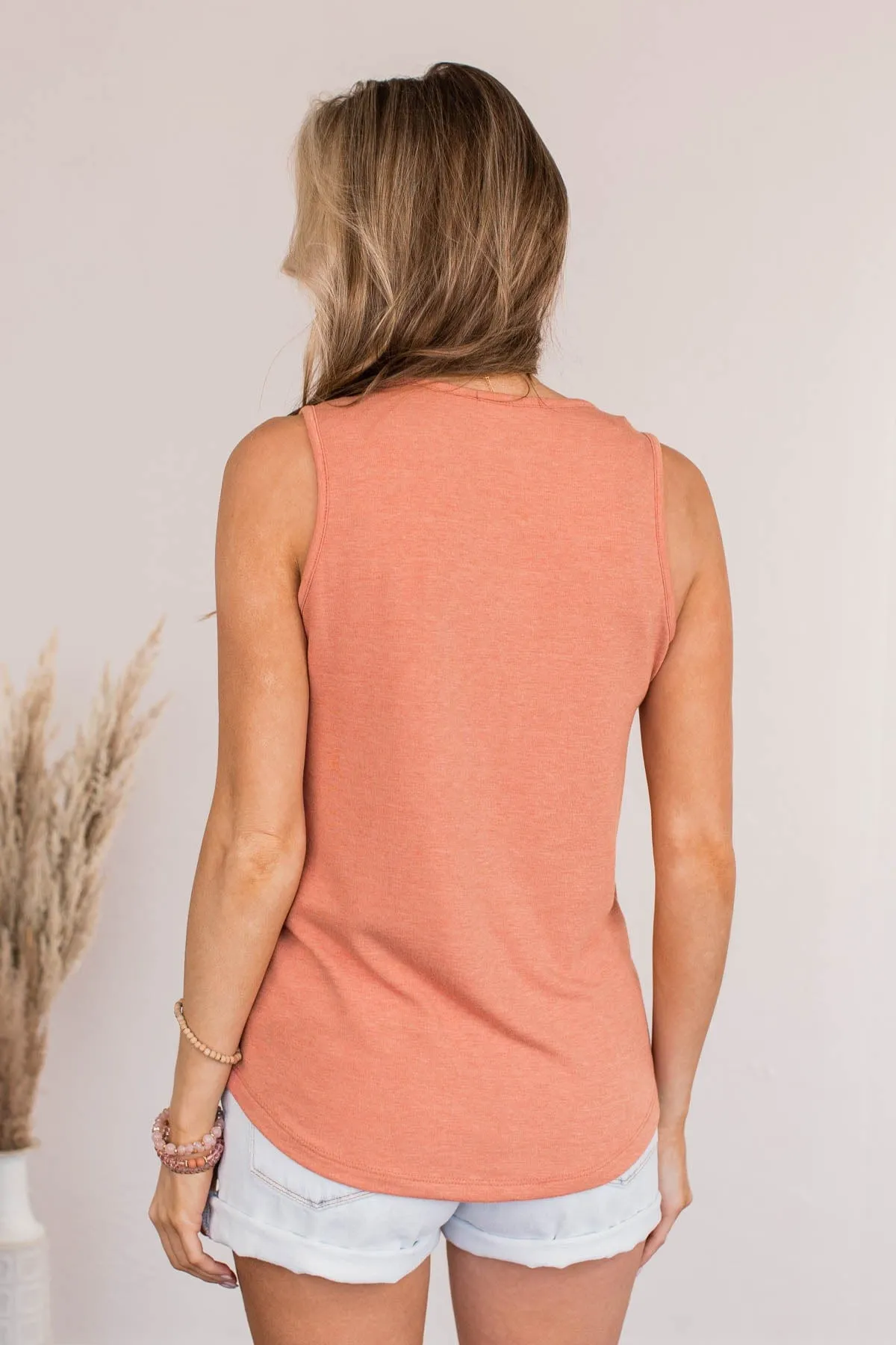 Proclaim My Love Button Tank- Dusty Coral