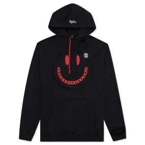 Raf Simons x Smiley Print Destroy Washed Regular Fit Hoodie - Black