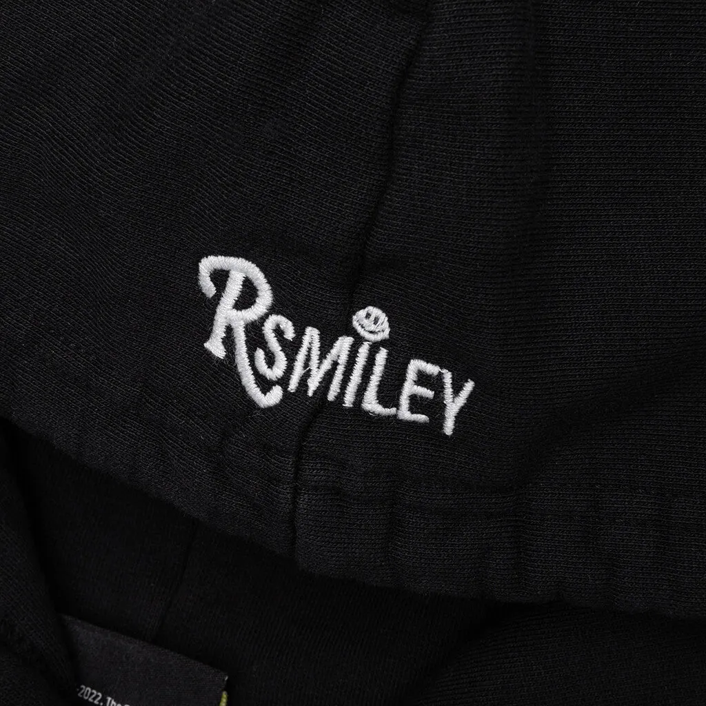 Raf Simons x Smiley Print Destroy Washed Regular Fit Hoodie - Black