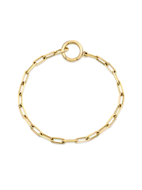 Rectangle Chain Bracelet with Charm Enhancers - 14k Yellow Gold