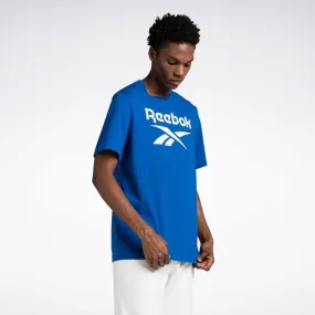 REEBOK MEN'S IDENTITY BIG STACKED LOGO BLUE TEE