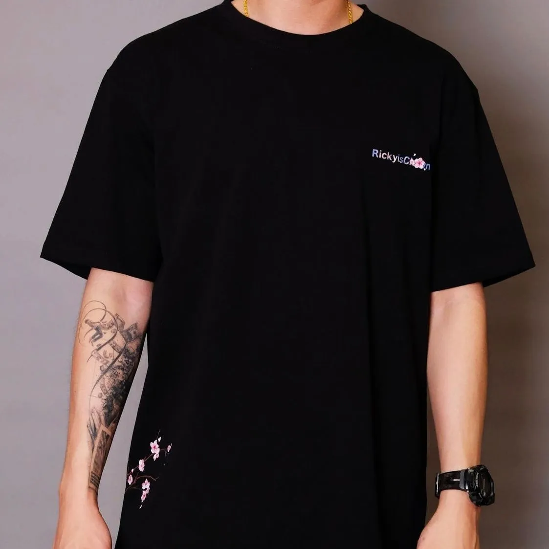 Rickyisclown [RIC] Mount Fuji Sakura Smiley Tee Black [R9210311B-OOOO]