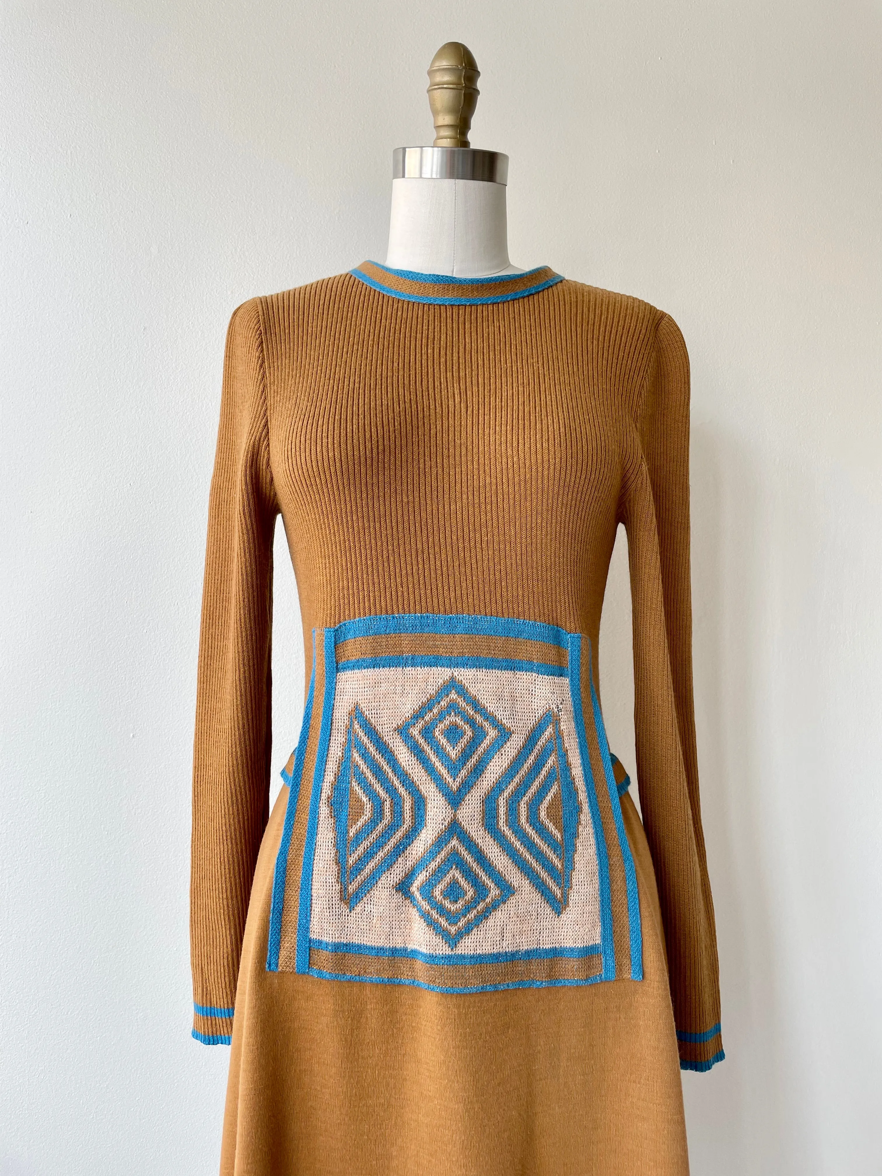 Runic Knit 1970s Dress