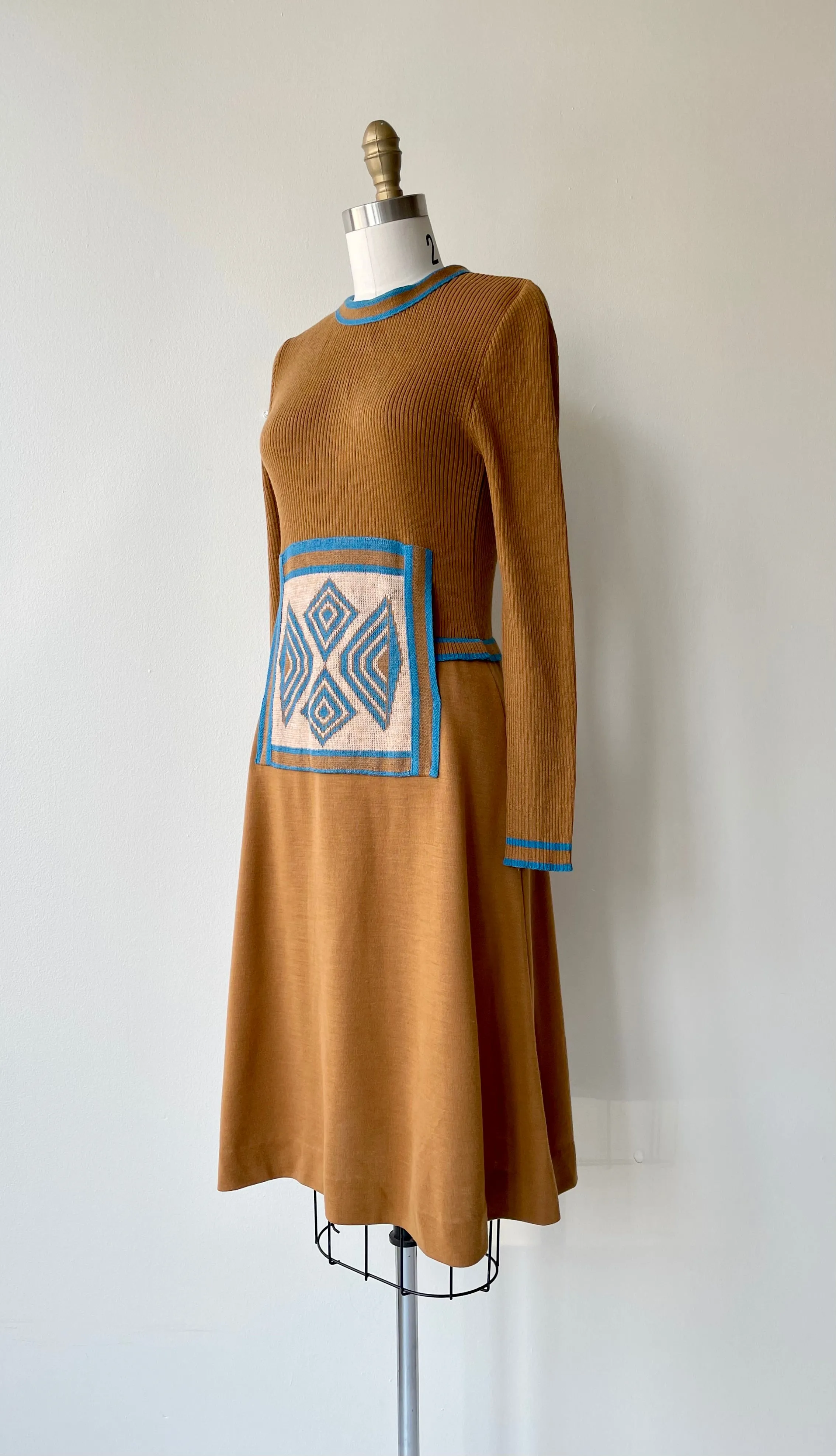 Runic Knit 1970s Dress