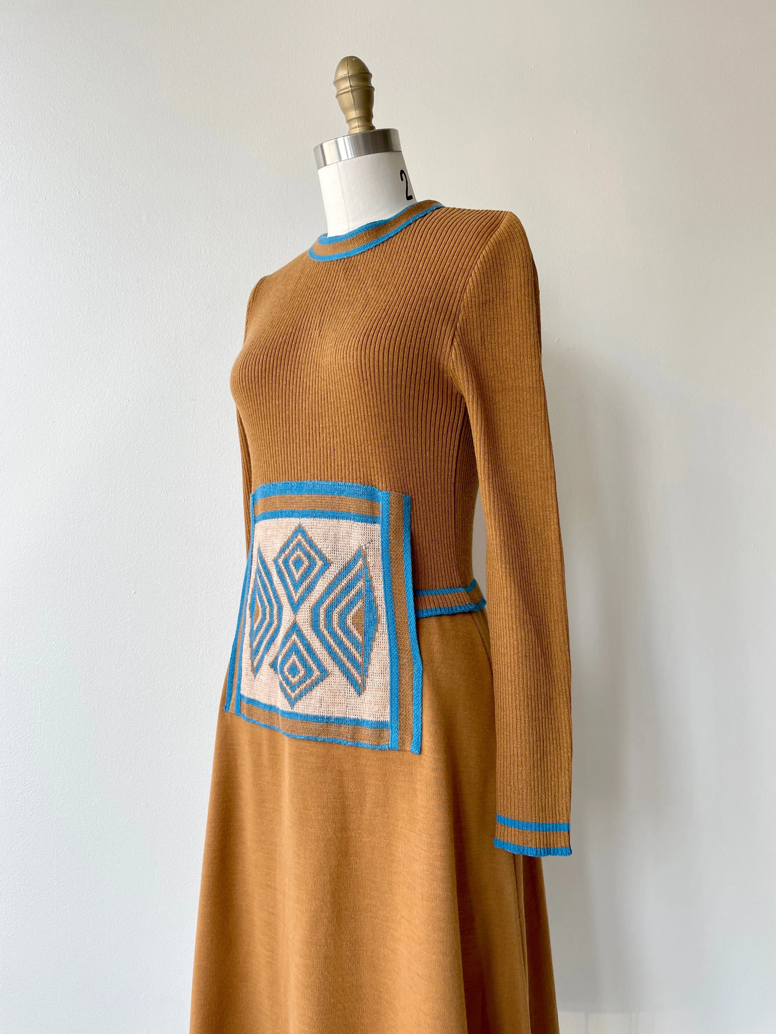 Runic Knit 1970s Dress