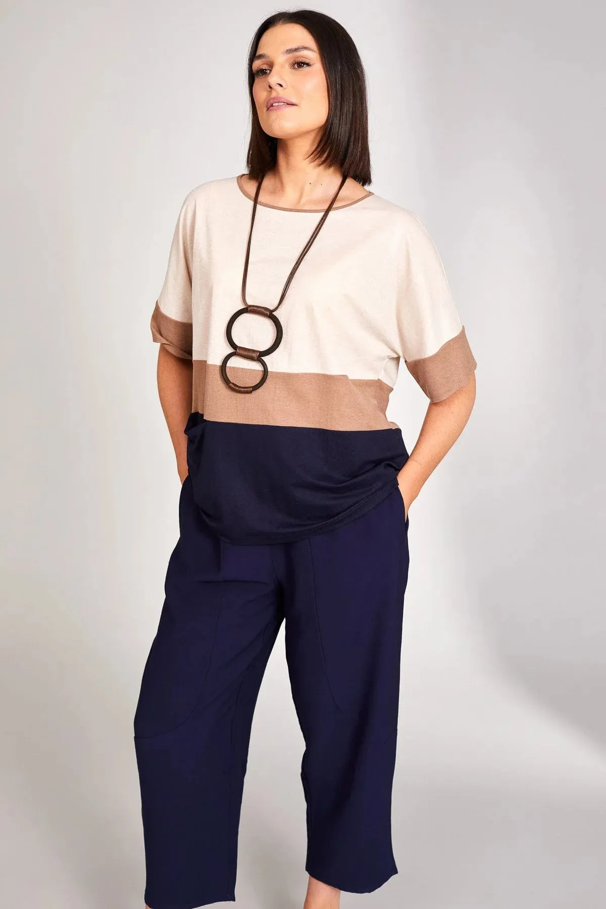 S24228- Navy Slouch Trouser - Peruzzi