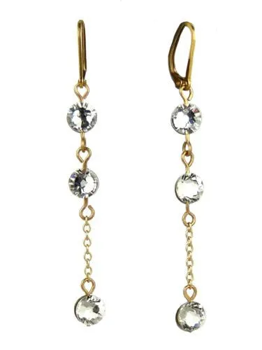 Seasonal Whispers Dangle Earrings Yellow Gold 3 Gold Crystals 2164 Swarovski