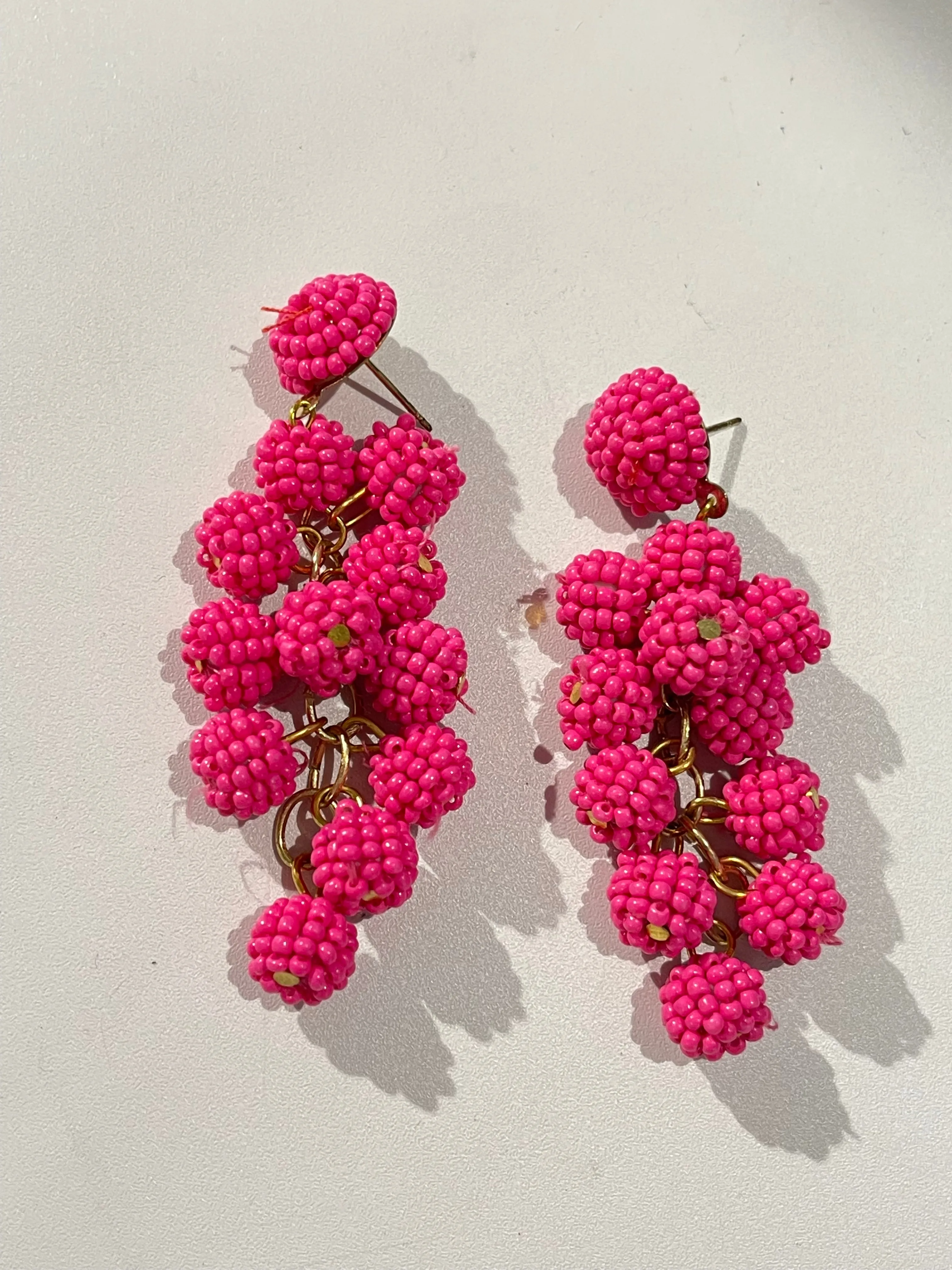 Seed Beaded Ball Cluster Vine Dangle Earrings