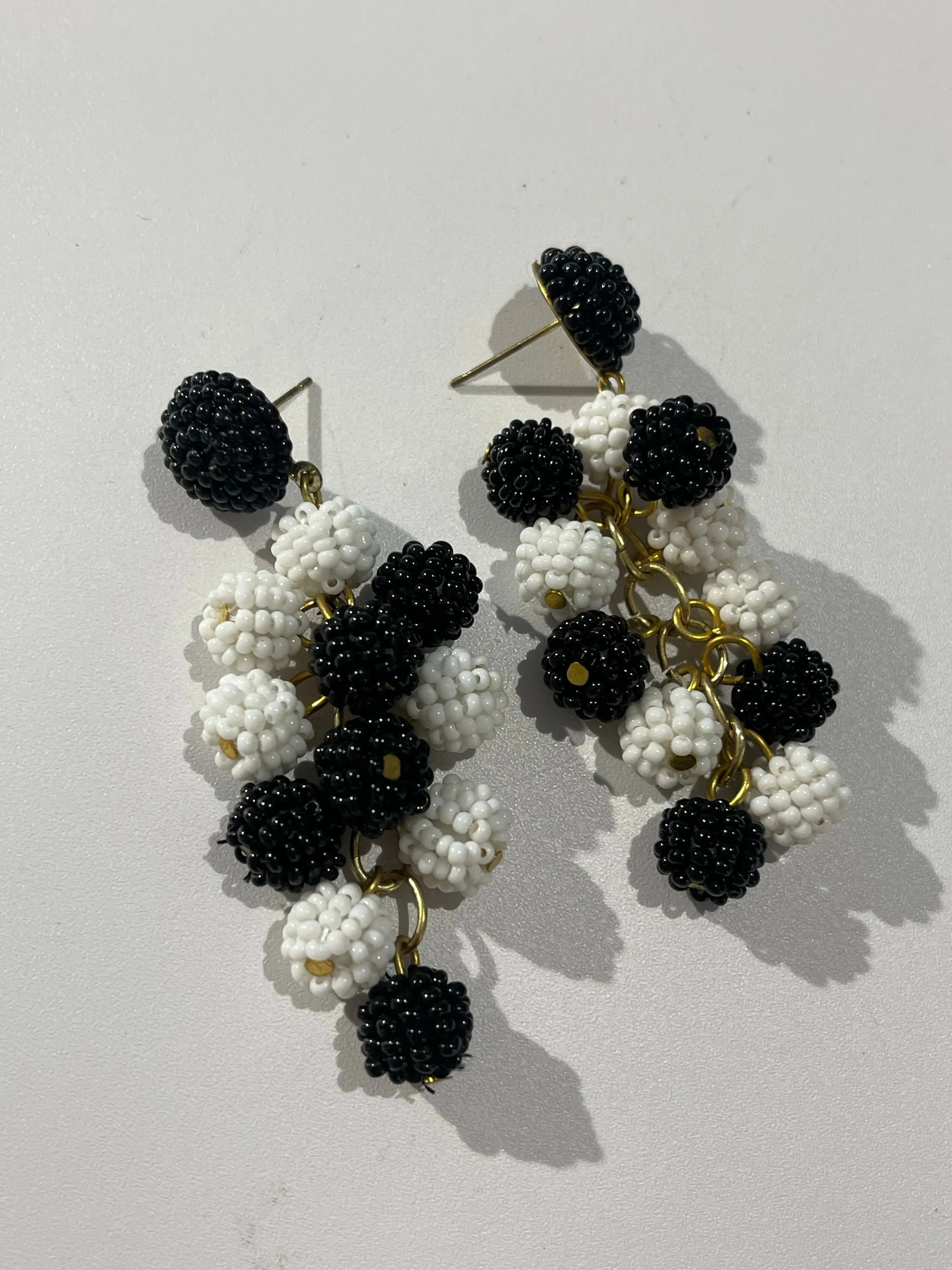 Seed Beaded Ball Cluster Vine Dangle Earrings