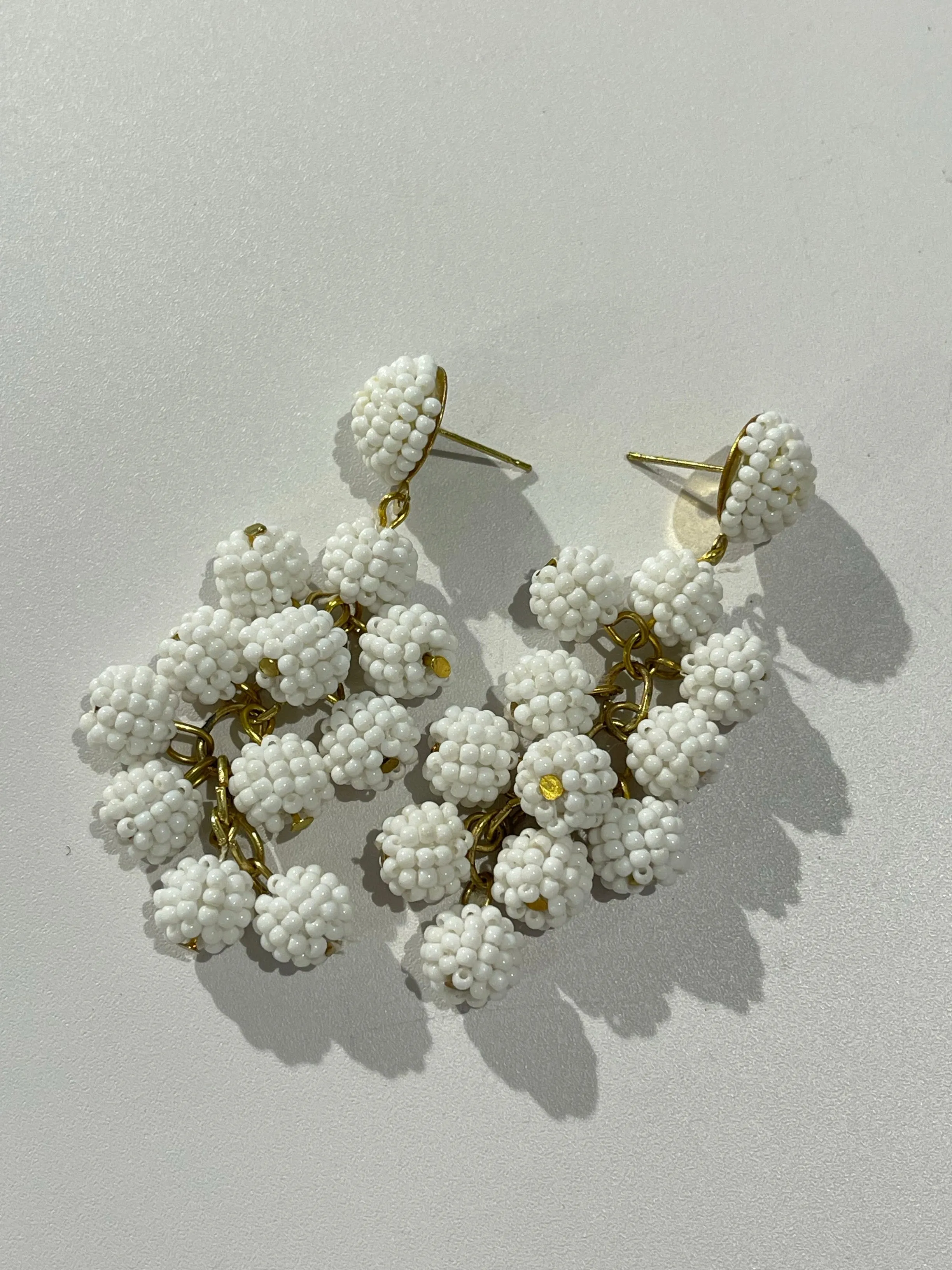 Seed Beaded Ball Cluster Vine Dangle Earrings