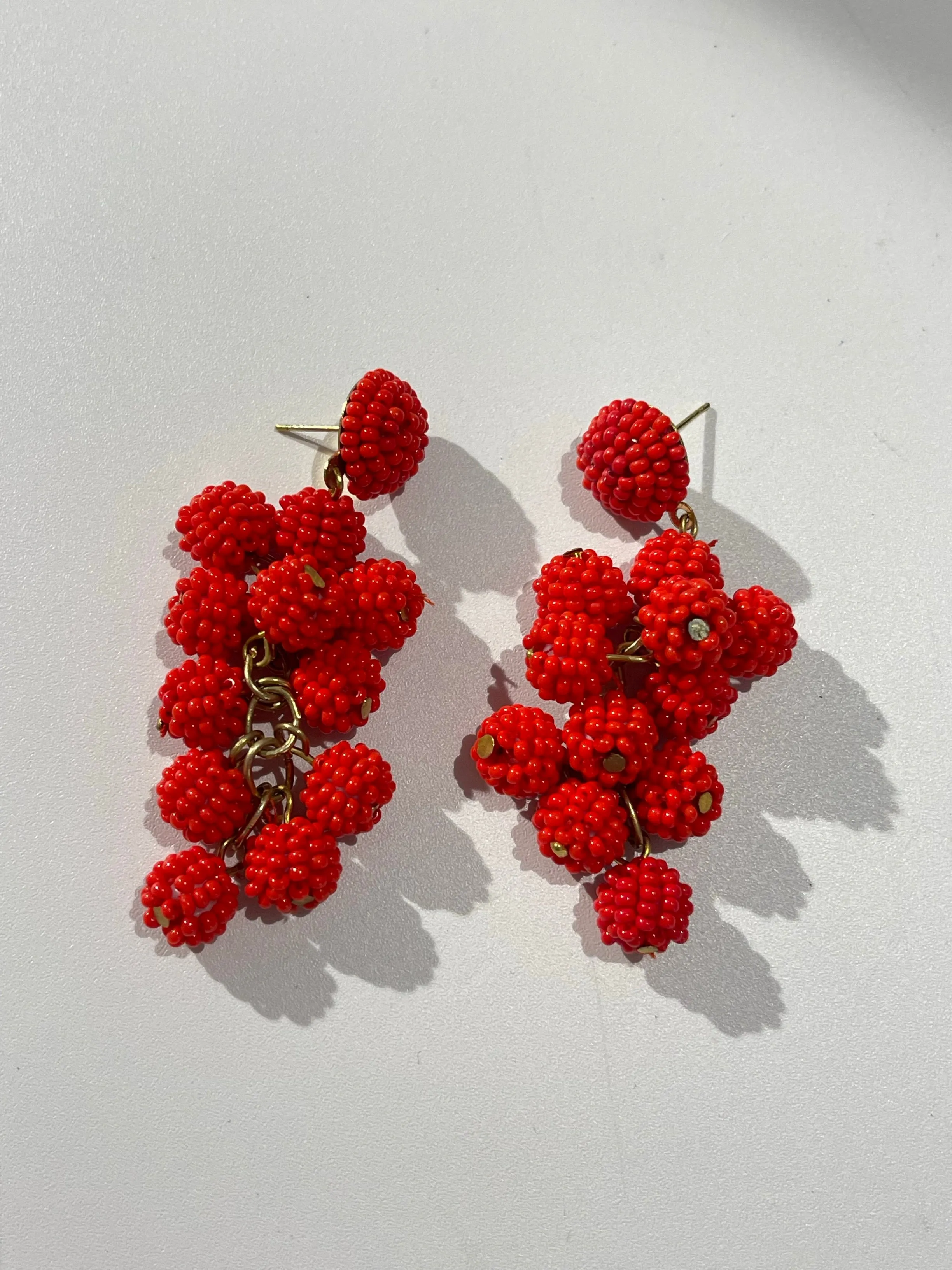 Seed Beaded Ball Cluster Vine Dangle Earrings