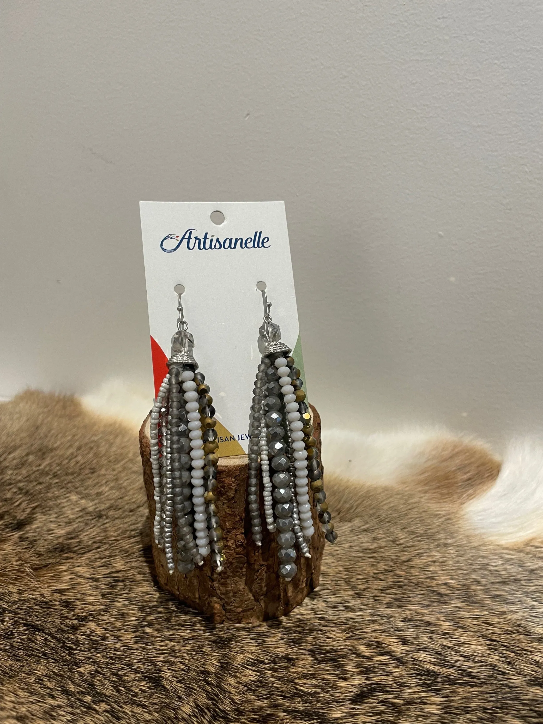 Seed Beaded Tassel Dangle Earrings