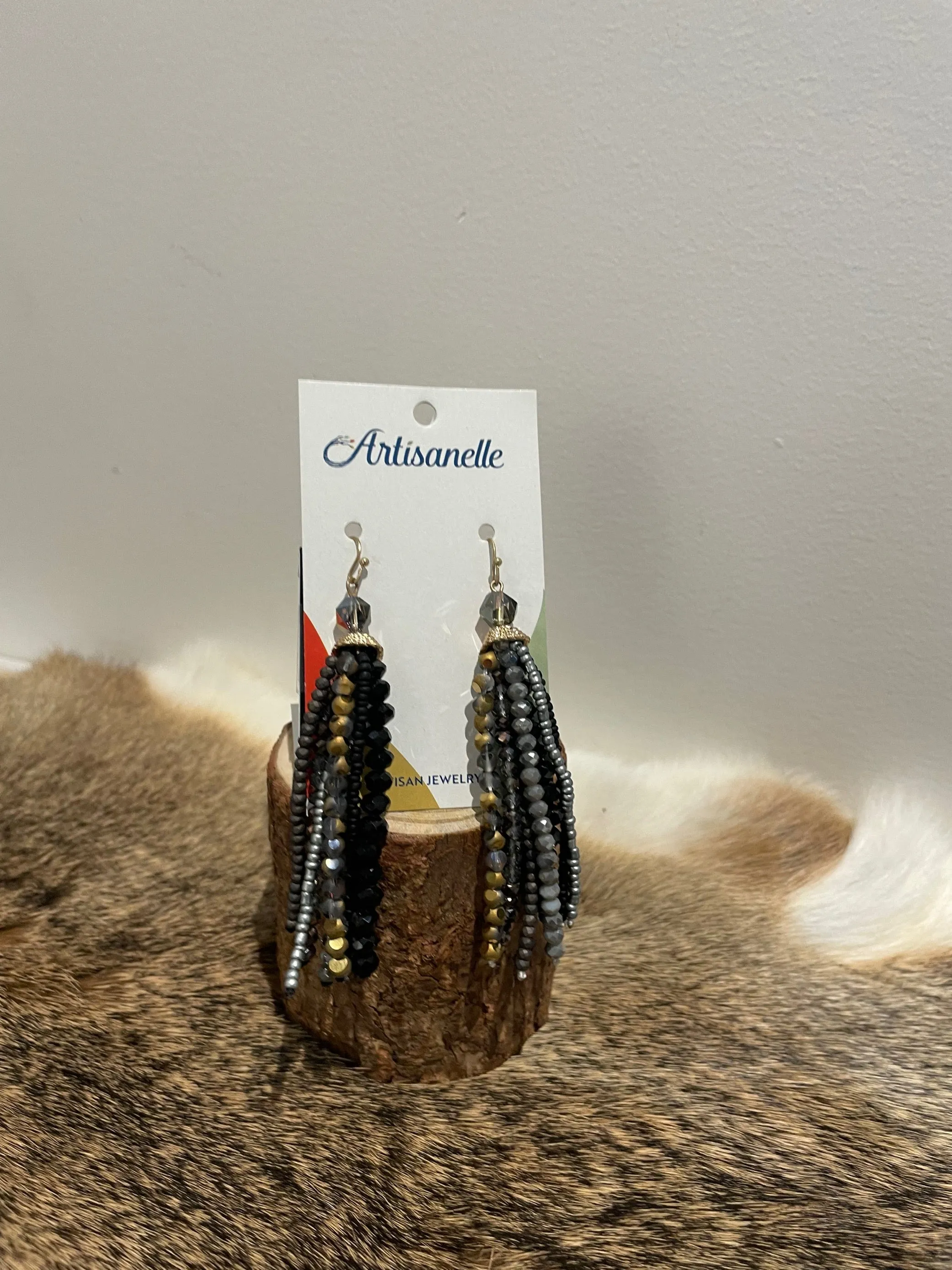 Seed Beaded Tassel Dangle Earrings