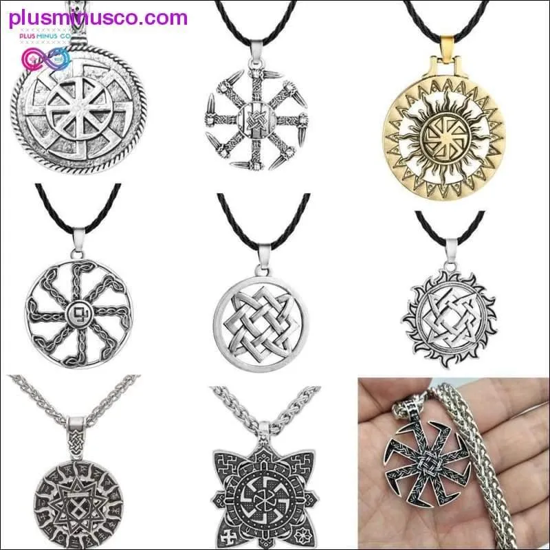 Slavic Kolovrat Wheel Amulet Pagan Pendant Necklace Viking