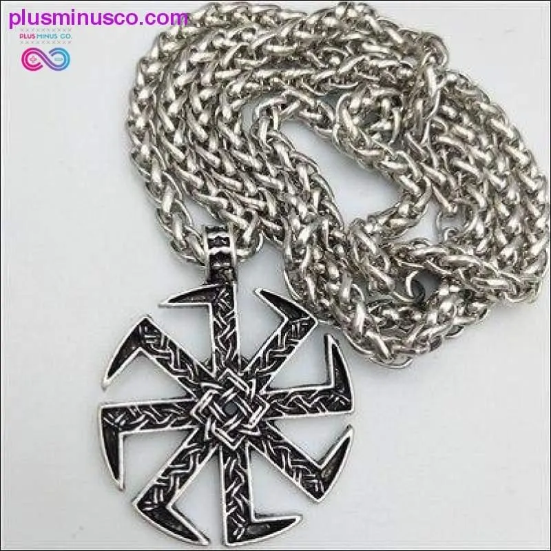 Slavic Kolovrat Wheel Amulet Pagan Pendant Necklace Viking