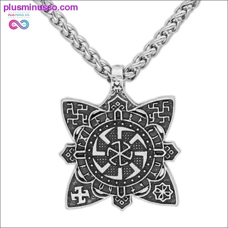 Slavic Kolovrat Wheel Amulet Pagan Pendant Necklace Viking