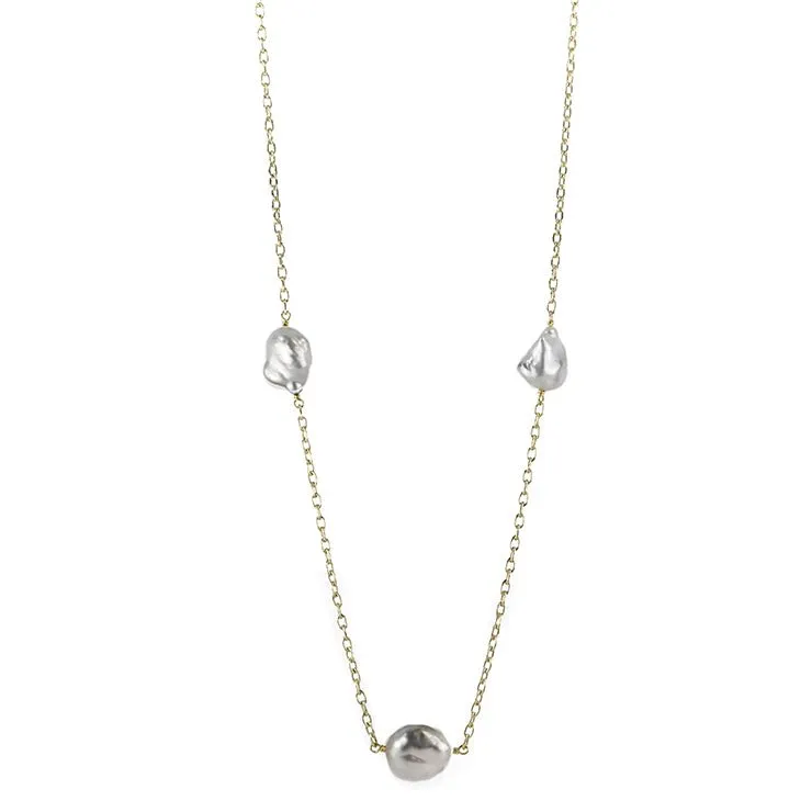 South Sea Keshi Pearl Station Necklace