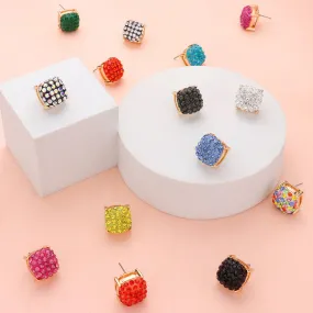 Stone Embellished Square Stud Earrings