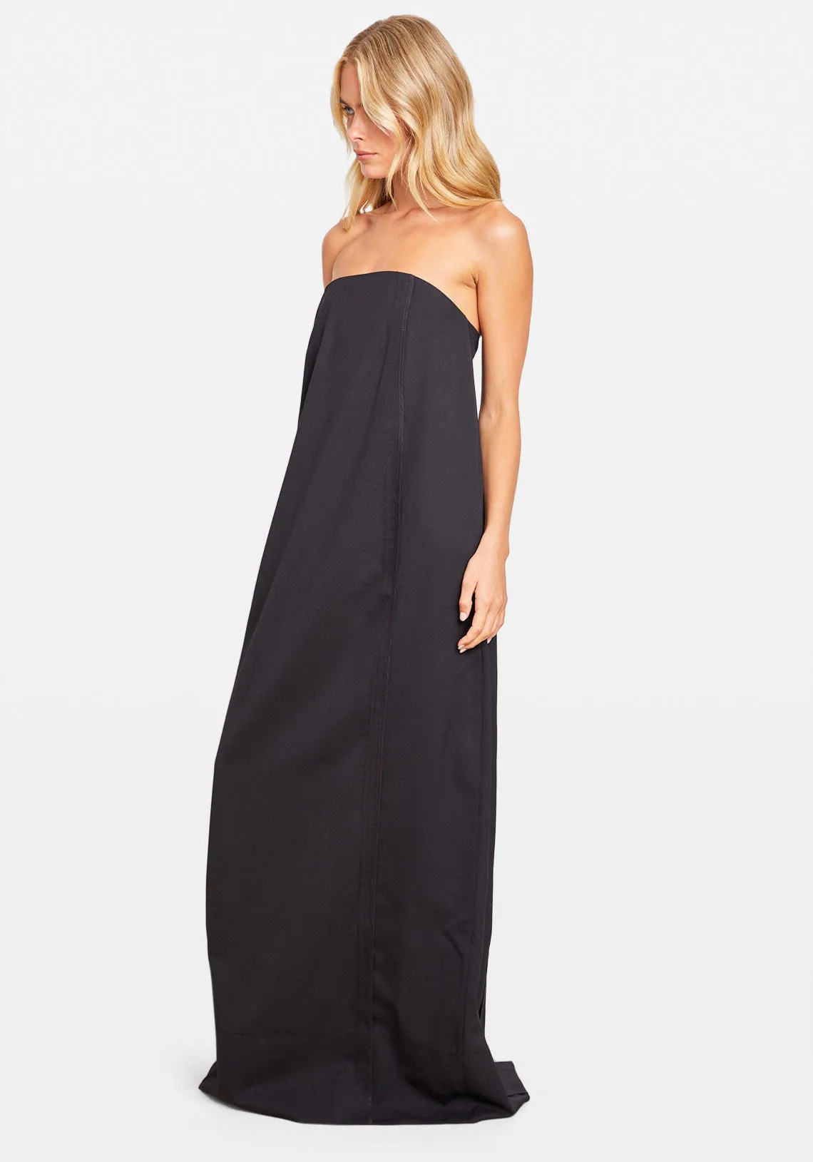 STRIPED STRAPLESS GOWN NOIR