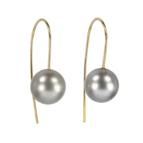 Tahitian Pearl Earrings on 14 Karat Yellow Gold Minimalist Ear Wires