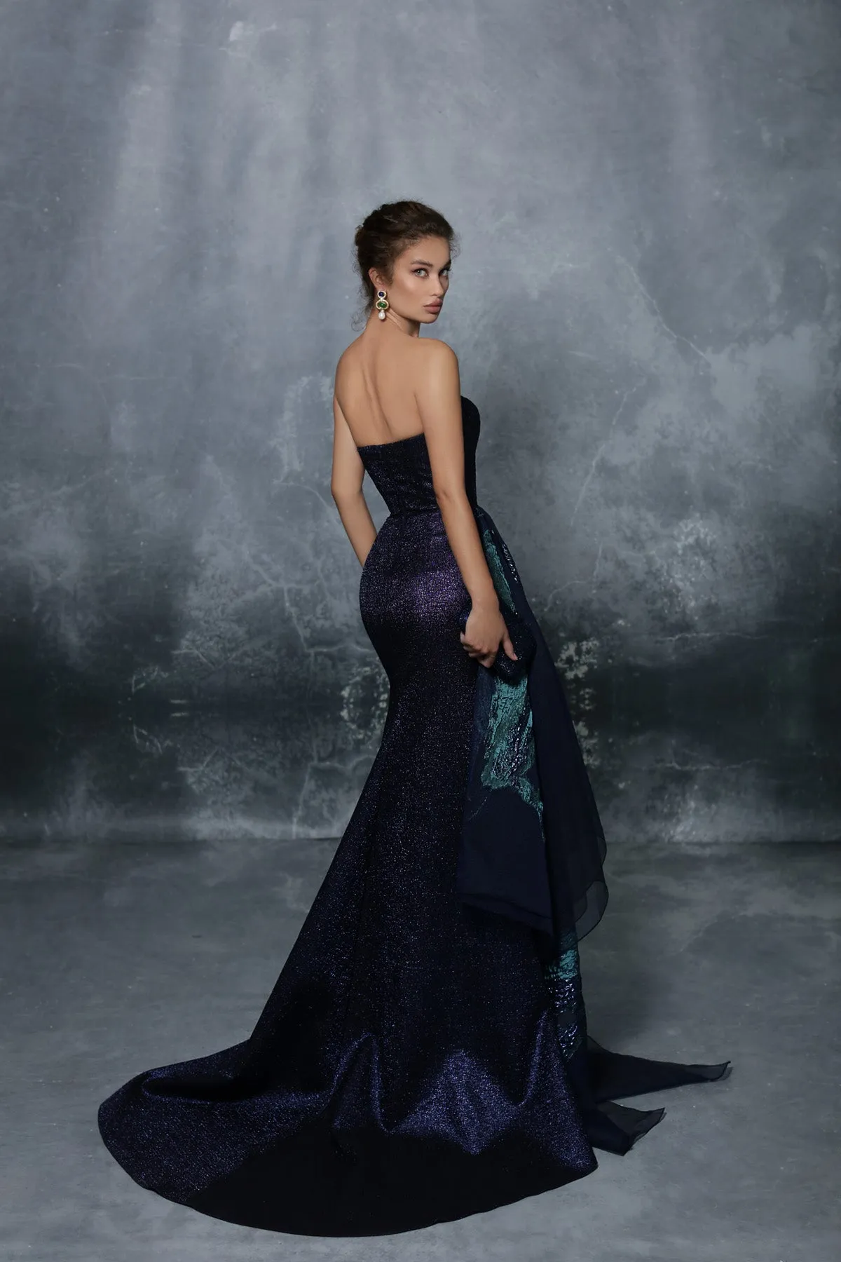 Tarik Ediz Navy Feris Gown style 96071