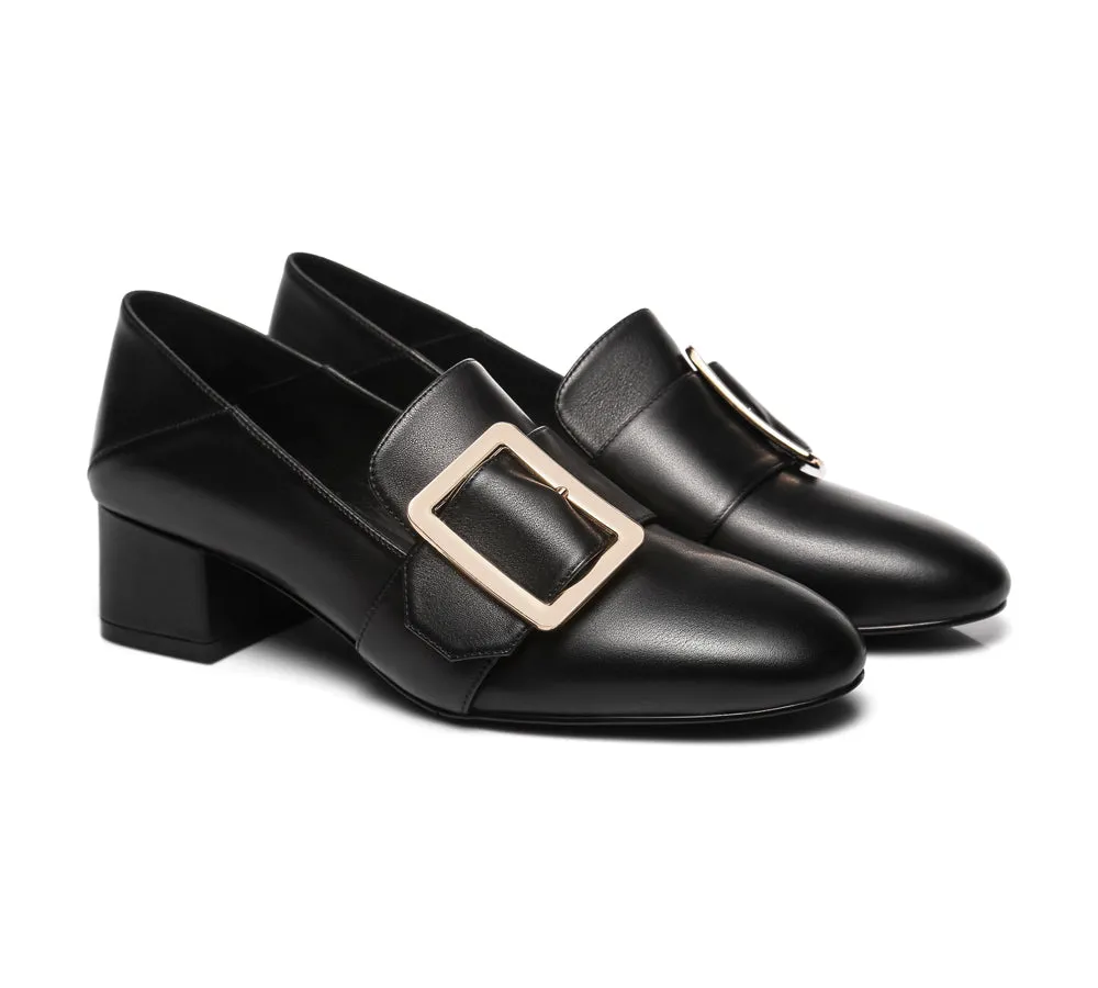 TARRAMARRA Leather Low Block Kitten Heels Sammi