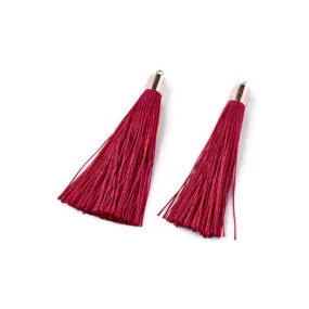 Tassels, Polyester, With Gold Cap, Dark Red, 58-65mm