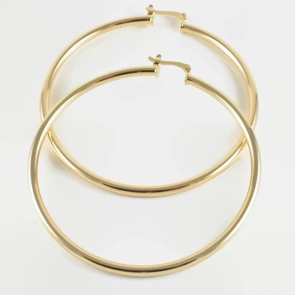 Tubes 70mm gold layered earrings hoops