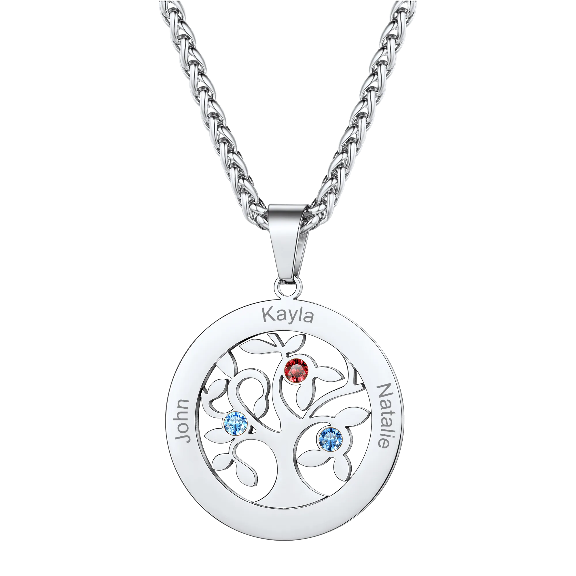 U7 Jewelry Personalized Engraved Family Names Necklace with Birthstone